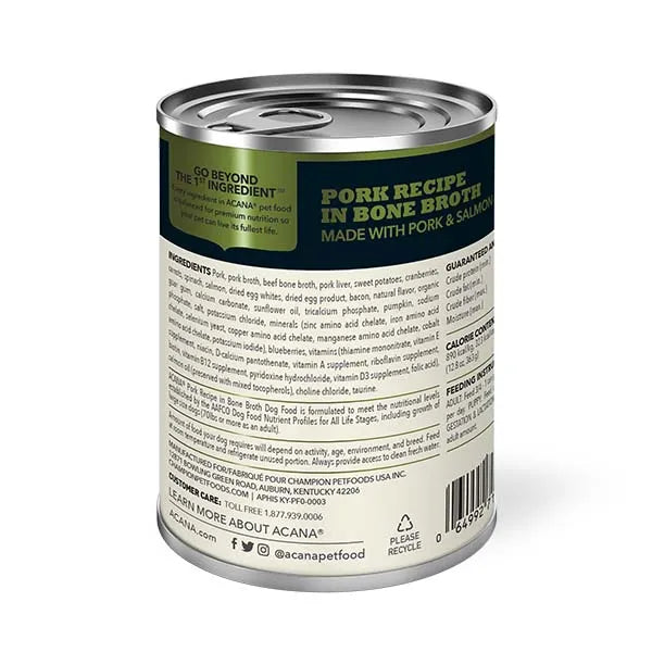 Acana Premium Chunks Wet Dog Food - Pork Recipe in Bone Broth 12x 363g