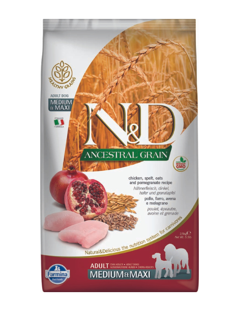 Farmina | N&D Dog Ancestral Grain Chicken MED-MAXI 26LB
