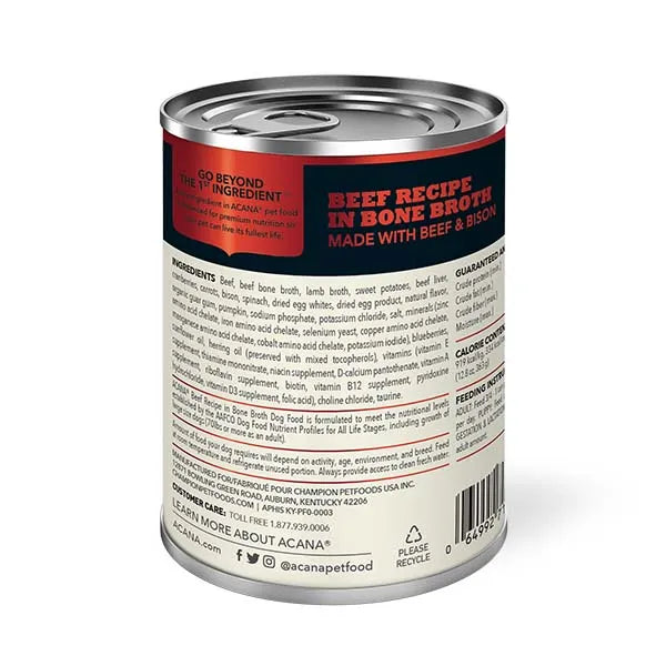 Acana Premium Chunks Wet Dog Food - Beef Recipe in Bone Broth 12x 363g