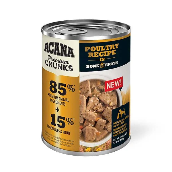 Acana Premium Chunks Wet Dog Food - Poultry Recipe in Bone Broth 12x 363g