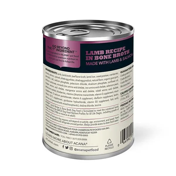 Acana Premium Chunks Wet Dog Food - Lamb Recipe in Bone Broth 12x 363g