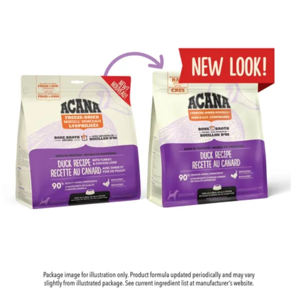 Acana Bone Broth Infused Freeze-Dried Morsels for Dogs - Duck Recipe With Turkey & Chicken Liver